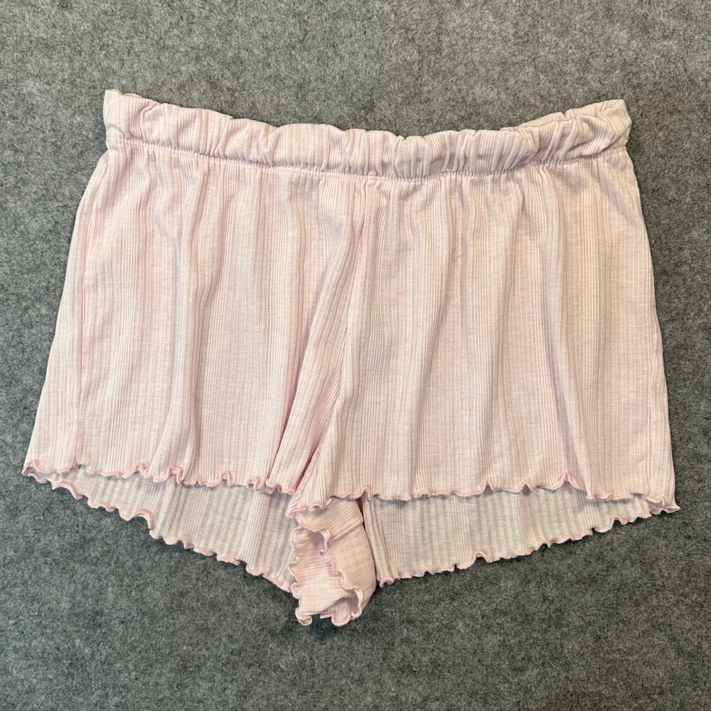 Primark Cares Ribbed Lounge Shorts Medium Pink Lettuce Trim Sleepwear